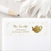 茶パーティー差出人住所ラベルティーポット金ゴールドブライダル ラベル (インサイチュ)