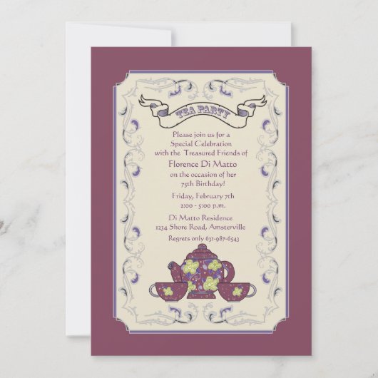 茶パーティー枠招待状 招待状 (正面)