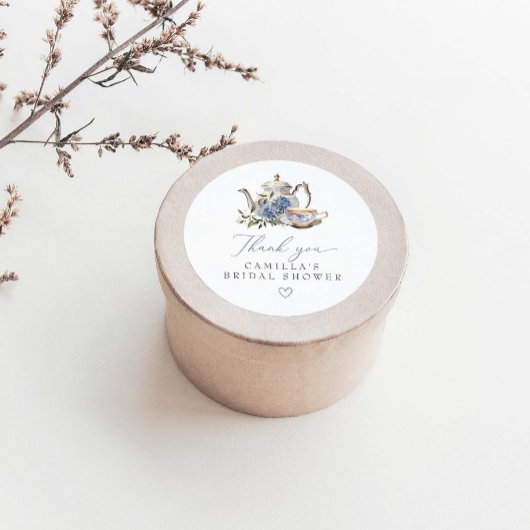 茶パーティー水彩フローラブライダルシャワー ラウンドシール