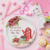 茶パーティー水玉模様茶ポット パーソナライズされた ペーパープレート (パーティー)