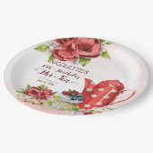 茶パーティー水玉模様茶ポット パーソナライズされた ペーパープレート (アングル)