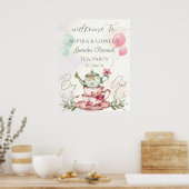 茶パーティー水色ティーポット性別リビール ポスター (キッチン)