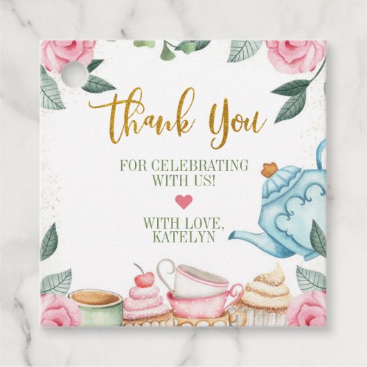 茶パーティー水色フローラパーティー フェイバータグ (正面)