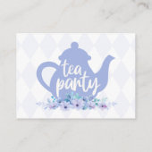 茶パーティー紫の水色ベビーシャワー エンクロージャーカード (裏面)