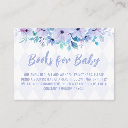 茶パーティー紫の水色ベビーシャワー エンクロージャーカード (正面)