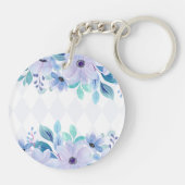 茶パーティー紫の水色ベビーシャワー キーホルダー (裏面)