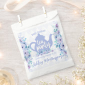 茶パーティー紫の水色ベビーシャワー フェイバーバッグ (クリップ留めされた状態)