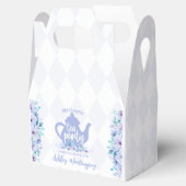 茶パーティー紫の水色ベビーシャワー フェイバーボックス (オープン)