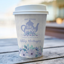 茶パーティー紫の水色ベビーシャワー 紙コップ