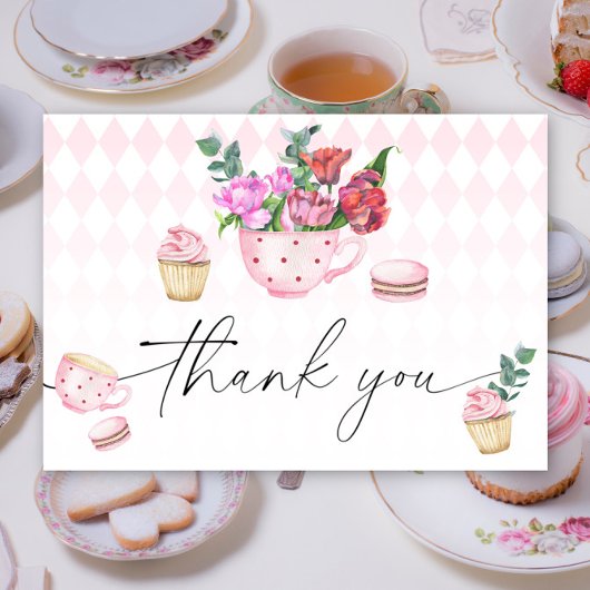茶パーティー花の赤ちゃん感謝していシャワーあなた サンキューカード
