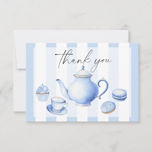茶パーティー花の赤ちゃん感謝していシャワーあなた サンキューカード (正面)