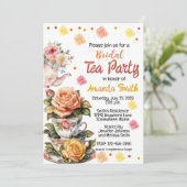 茶パーティー花バラブライダルシャワー招待 招待状 (スタンド正面)