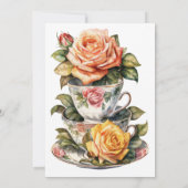 茶パーティー花バラブライダルシャワー招待 招待状 (裏面)