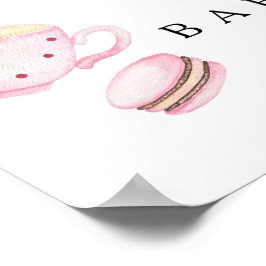 茶パーティー花歓迎女の子のシャワーパーティー ポスター (角)