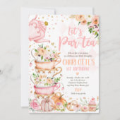 茶パーティー誕生日カボチャ秋フローラパルティー 招待状 (正面)