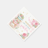 茶パーティー誕生日ガールピンク&金ゴールドフローラPar-tea スタンダードカクテルナプキン (角)