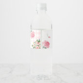 茶パーティー誕生日ガールピンク&金ゴールドフローラPar-tea ペットボトルラベル (裏面)