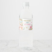 茶パーティー誕生日ガールピンク&金ゴールドフローラPar-tea ペットボトルラベル (正面)