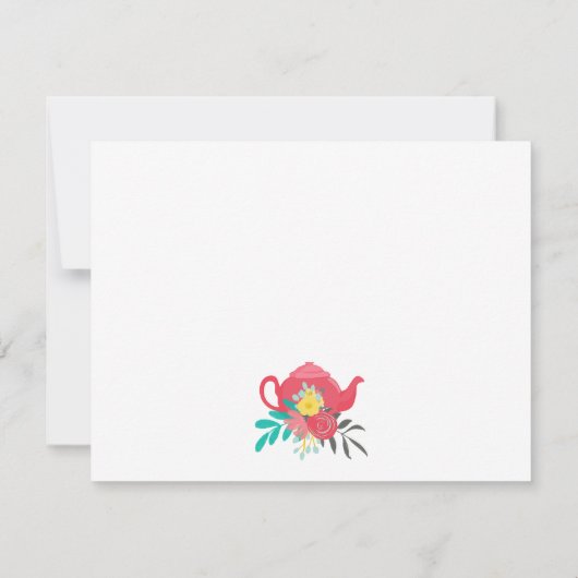 茶パーティー誕生日サンキューフラットノートカード ノートカード (裏面)