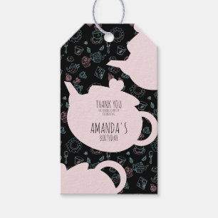 茶パーティー誕生日ドードルバックグラウンド ギフトタグ