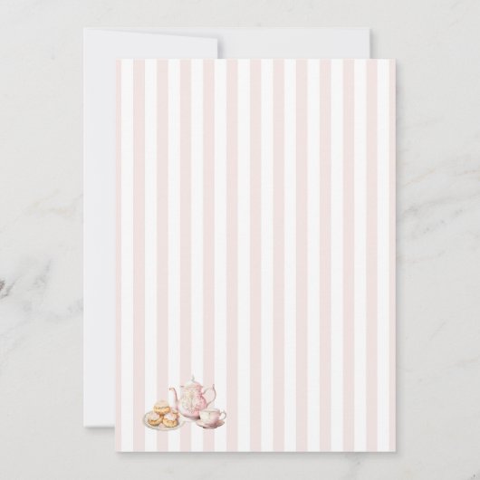 茶パーティー誕生日パーティー招待午後のお茶 招待状 (裏面)