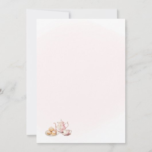 茶パーティー誕生日パーティー招待午後のお茶 招待状 (裏面)