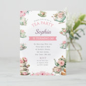 茶パーティー誕生日パーティー招待午後のお茶 招待状 (スタンド正面)