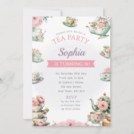 茶パーティー誕生日パーティー招待午後のお茶 招待状