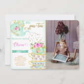 茶パーティー誕生日フォト招待状 招待状 (正面)