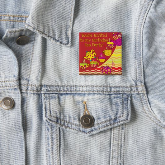 茶パーティー誕生日ボタン 缶バッジ (インサイチュ)