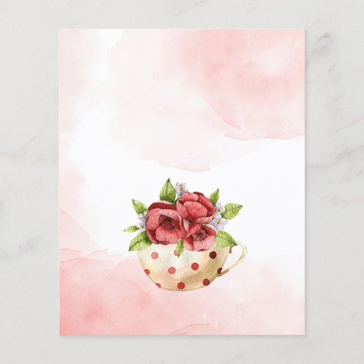 茶パーティー誕生日予算の招待テンプレート (裏面)