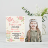茶パーティー誕生日招待状とフローラ 招待状 (スタンド正面)