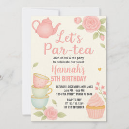 茶パーティー誕生日招待状とフローラ 招待状