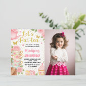 茶パーティー誕生日招待状とマッチングティーカップ 招待状 (スタンド正面)