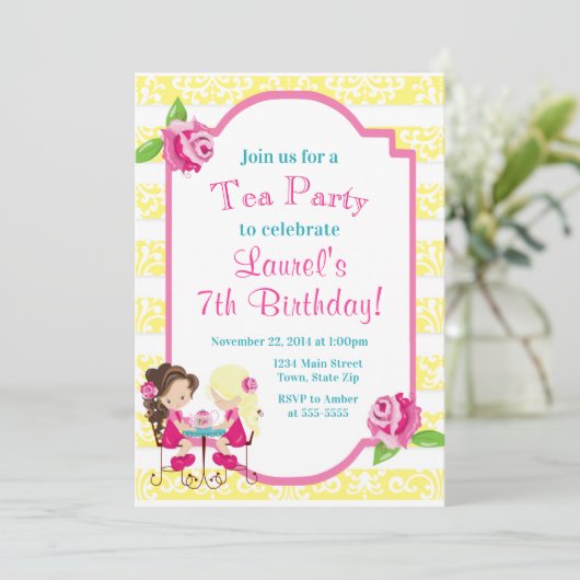 茶パーティー誕生日招待状茶パーティー招待状 招待状 (スタンド正面)