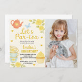 茶パーティー誕生日招待状(写真あり) 招待状 (正面/裏面)