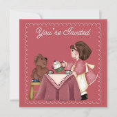 茶パーティー誕生日招待状 招待状 (正面)