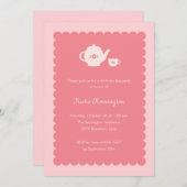 茶パーティー誕生日招待状 招待状 (正面/裏面)