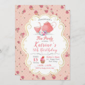 茶パーティー誕生日。茶パーティー赤ちゃんシャワー 招待状 (正面/裏面)