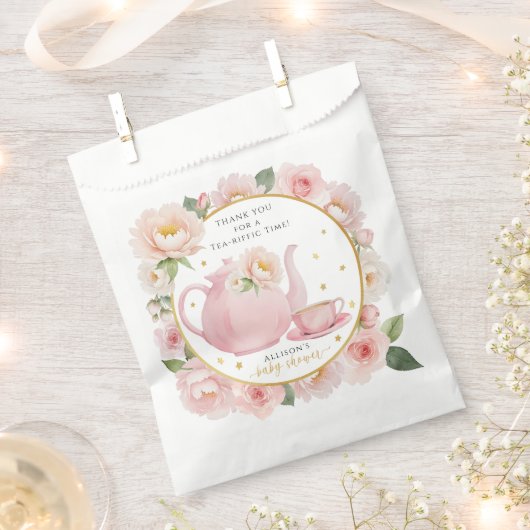 茶パーティー赤ちゃんシャワーありがとう好意バッグ フェイバーバッグ (クリップ留めされた状態)