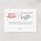 茶パーティー赤ちゃんシャワーおむつラッフルカード エンクロージャーカード (正面)