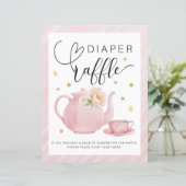 茶パーティー赤ちゃんシャワーおむつラッフルサイン (スタンド正面)