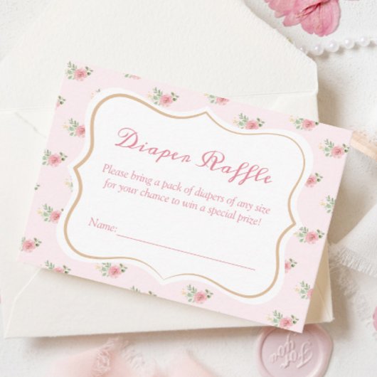 茶パーティー赤ちゃんシャワーおむつラッフル エンクロージャーカード