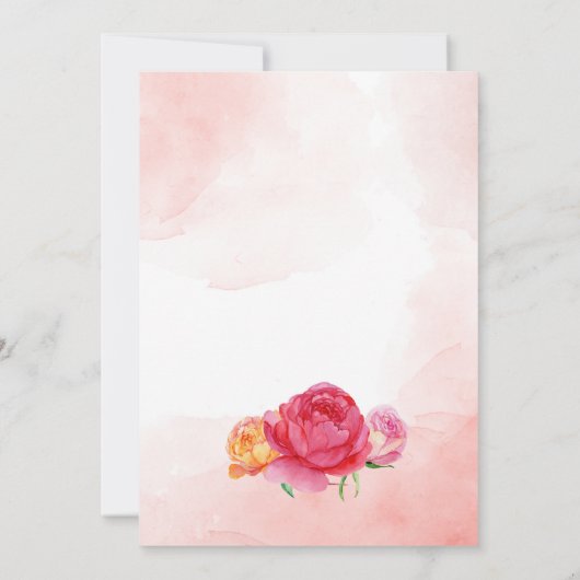 茶パーティー赤ちゃんシャワーティーカップ花ピンク 招待状 (裏面)