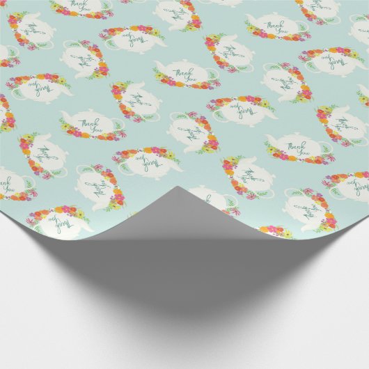 茶パーティー赤ちゃんシャワーティーポット ラッピングペーパー (角)