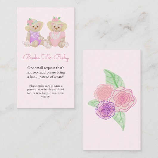 茶パーティー赤ちゃんシャワーブックリクエストエンクロージャカード エンクロージャーカード (正面/裏面)