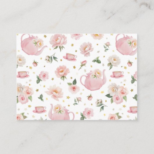 茶パーティー赤ちゃんシャワーブックリクエストカード エンクロージャーカード (裏面)