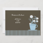 茶パーティー赤ちゃんシャワーブルーとブラウン 招待状 (裏面)