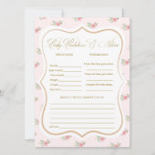 茶パーティー赤ちゃんシャワー予測ゲームカード 招待状 (正面)