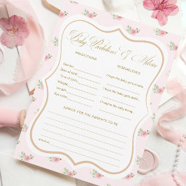 茶パーティー赤ちゃんシャワー予測ゲームカード 招待状